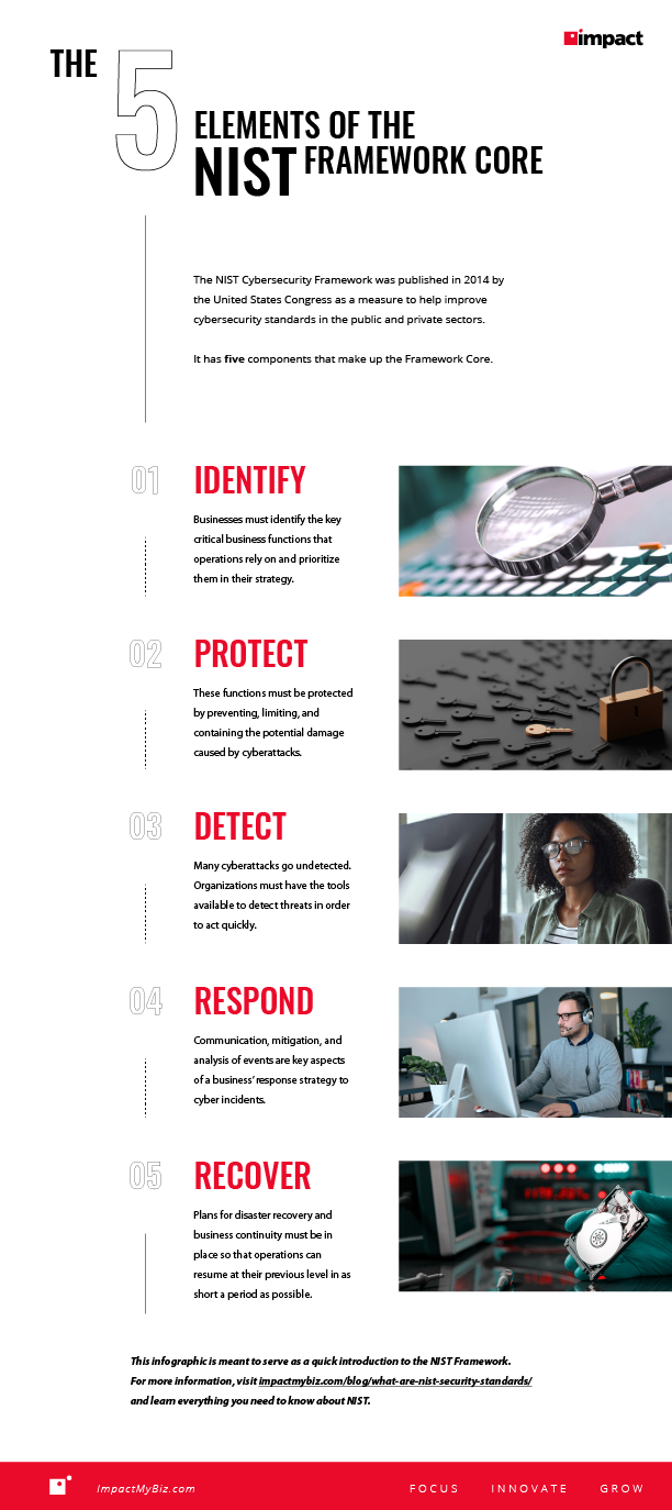 The 5 Elements of the NIST Framework Core infographic