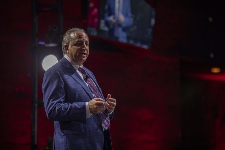 Frank Cucco addressing the company.