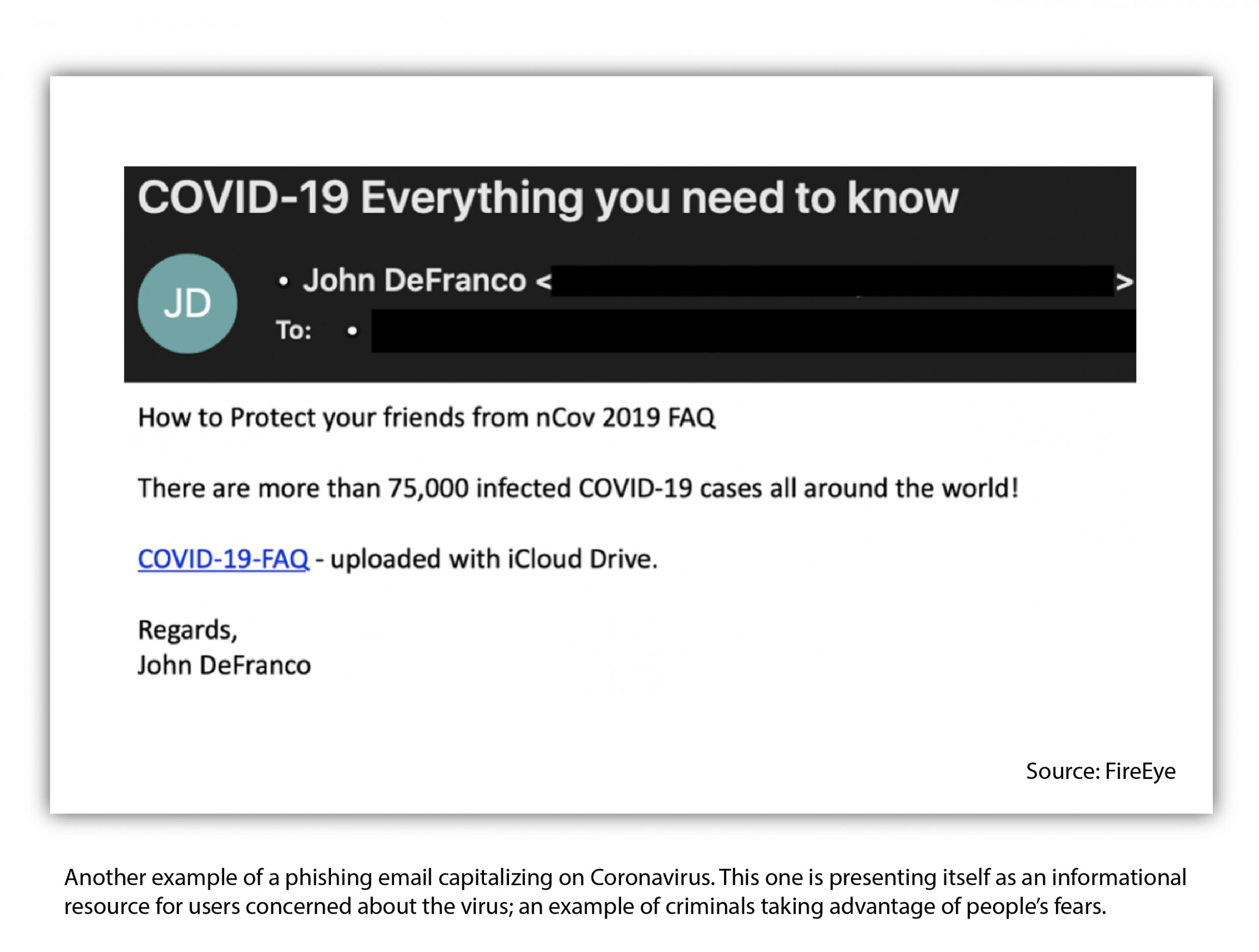 example of a phishing attack about coronavirus cybersecurity